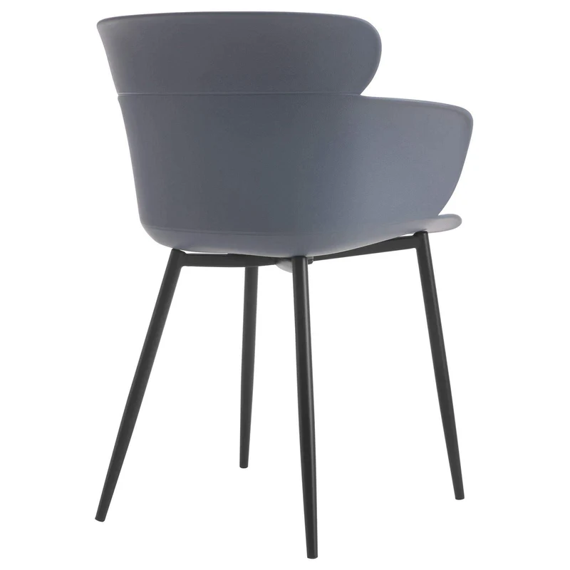 IDIMEX Lot de 4 chaises Catch pour Salle à Manger ou Cuisine au Design Retro avec Larges accoudoirs, Coque en Plastique Gris et 4 Pieds en métal laqué Noir