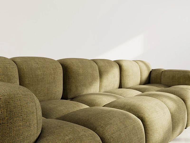 Lisa Design - Grace - canapé modulable 3 Places en Velours texturé, Vert Olive