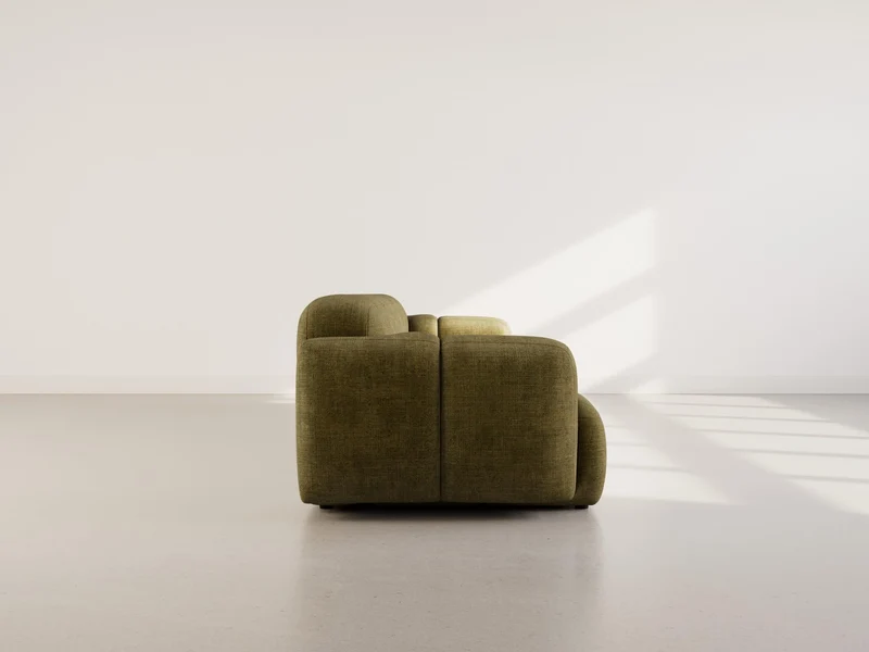 Lisa Design - Grace - canapé modulable 3 Places en Velours texturé, Vert Olive