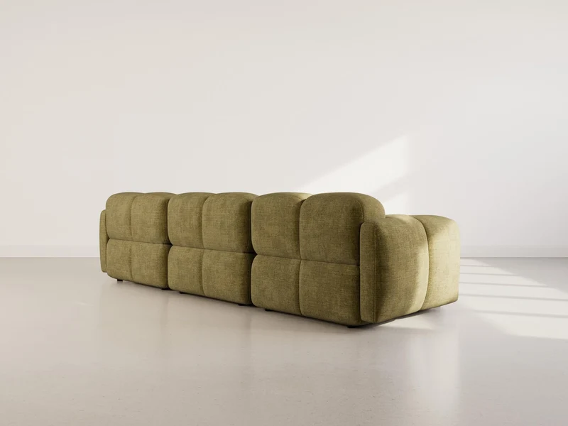 Lisa Design - Grace - canapé modulable 3 Places en Velours texturé, Vert Olive