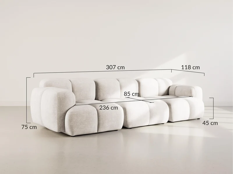 Lisa Design - Grace - canapé modulable 3 Places en Velours texturé, Vert Olive