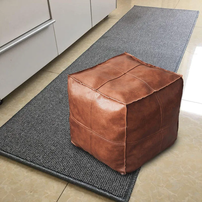 Baoblaze Housse de Pouf Marocain Non Rembourrée - Couverture de Pouf en Cuir PU Imperméable, pour Rangement et Déco Salon, Style Bohème, Siège de Sol et Repose-Pieds pour Chambre