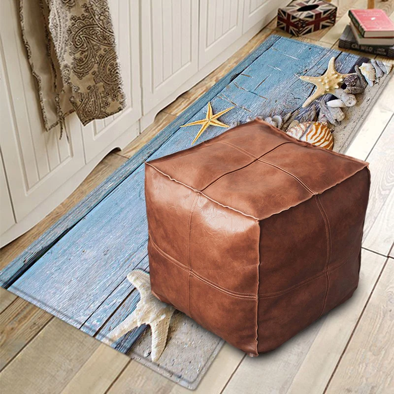 Baoblaze Housse de Pouf Marocain Non Rembourrée - Couverture de Pouf en Cuir PU Imperméable, pour Rangement et Déco Salon, Style Bohème, Siège de Sol et Repose-Pieds pour Chambre