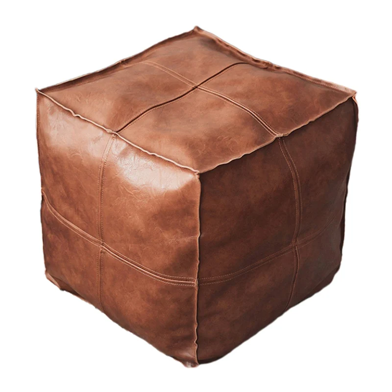 Baoblaze Housse de Pouf Marocain Non Rembourrée - Couverture de Pouf en Cuir PU Imperméable, pour Rangement et Déco Salon, Style Bohème, Siège de Sol et Repose-Pieds pour Chambre