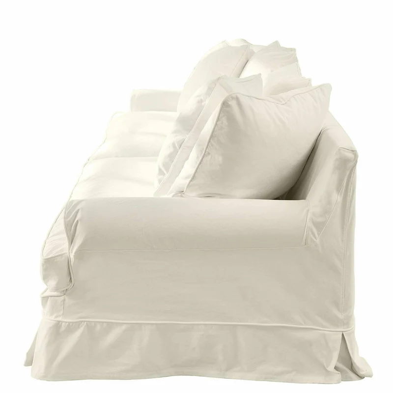 Loberon Larchwood Charmant canapé style maison de campagne, housses amovibles et lavables, rembourrage doux, avec six coussins, siège, canapé, bois de chêne, lin