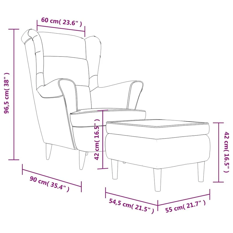 vidaXL Fauteuil à Oreilles avec Tabouret Chaise de Relaxation Siège de Salon Meuble de Salle de Séjour Maison Intérieur Jaune Moutarde Velours