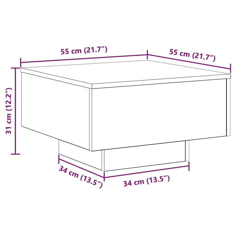 vidaXL Table Basse Chêne Artisanal 55 x 55 x 31 cm, Table de Salon, café Moderne, Fini Minimaliste, Surface Pratique pour Un Style Urbain