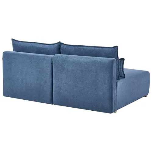 Beliani Canapé Modulable Minimaliste en Tissu 3 Places Fonction Couchage Espace de Rangement Bleu Nerbo