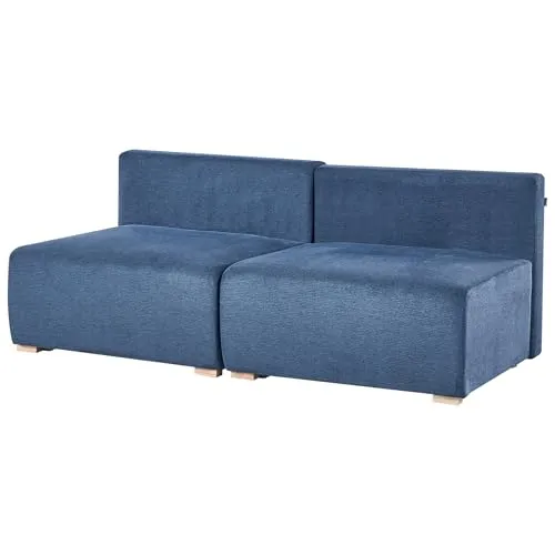 Beliani Canapé Modulable Minimaliste en Tissu 3 Places Fonction Couchage Espace de Rangement Bleu Nerbo