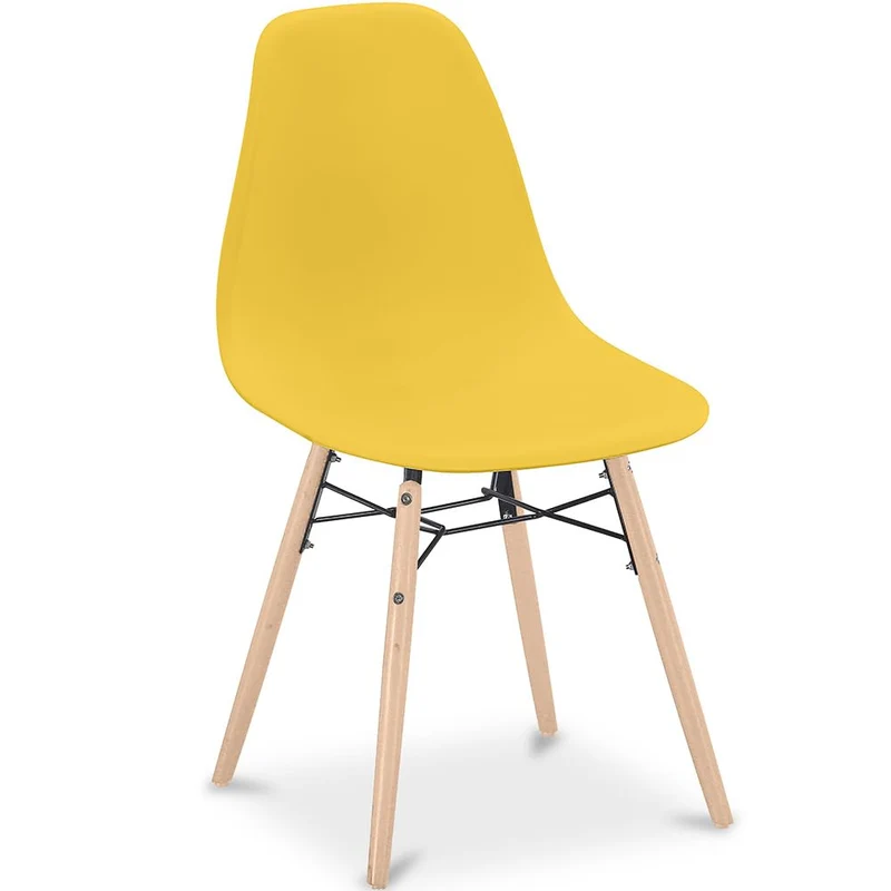 Iconik Interior Scandinavian Style Chaise de Salle à Manger - Design Scandinave - Pieds en Bois - Skögur Jaune
