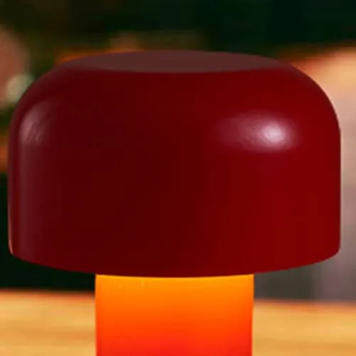 Beufee Lampe de table de champignons sans fil rechargeable, portable 3 couleurs étape sans étape lampe de champignon à côté de la lampe de bureau lampe de nuit (Rouge)