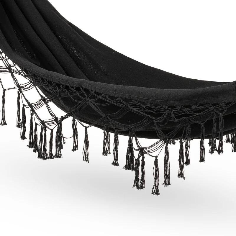 Hamac Suspendu - 200 x 150 cm - Hamac de Camping et Jardin Confortable - 250kg Capacité de Charge - 1-2 Personnes pour Intérieur, Balcon, Extérieur (Noir)
