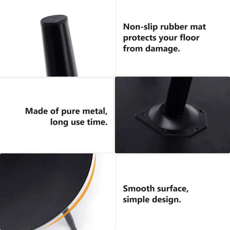 YOUDENOVA Table d'appoint, ronde, en métal, petite, basse, décorative, moderne, trépied en acier tubulaire, diamètre : 40,5 x 50 cm, pour salon, noire