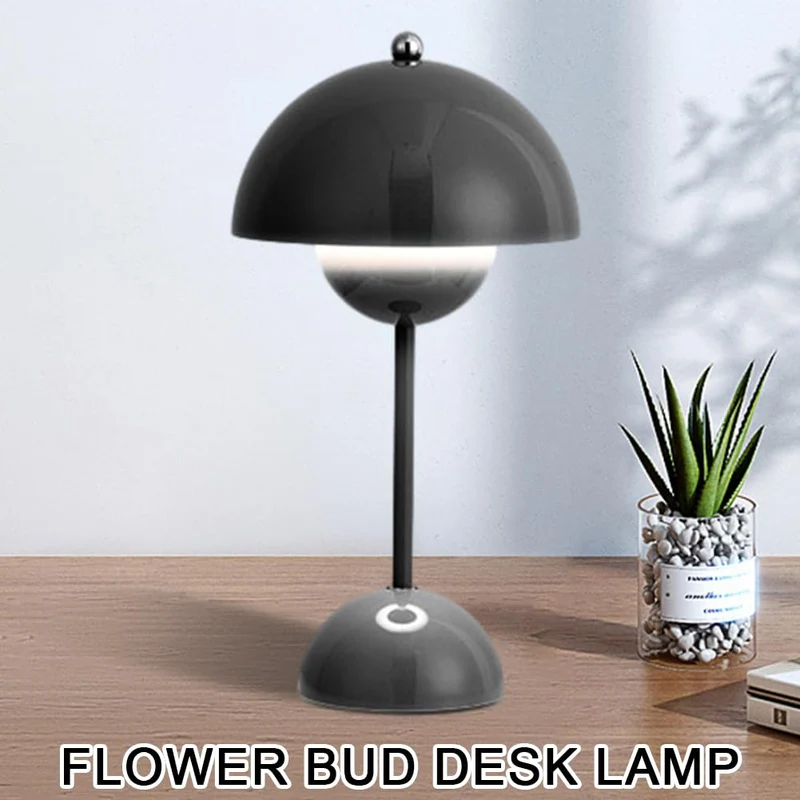 Starnearby Lampe de Table LED Pot de Fleurs, Lampe de Chevet Rechargeable Sans Fil, Lampes Champignon Tactile Dimmable avec 3 Modes de Luminosité, Lampes de Bureau Décorative Rétro
