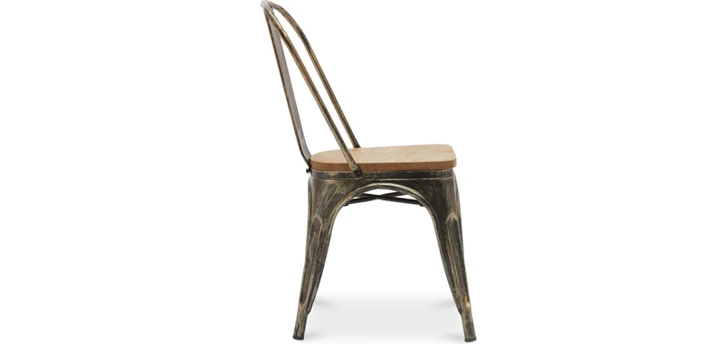 Iconik Interior Tolix Style Chaise de Salle à Manger - Design Industriel - Acier et Bois - Nouvelle édition - Stylix Gris Clair