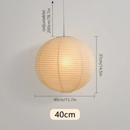 NOCHX Lumière Suspendue en Papier Parchemin Style Japonais Wabi-Sabi - Lustre Sphérique en Fer Inspiré de pour Salon, Chambre et Bureau(40cm)