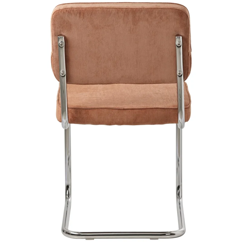Happy Garden Lot de 2 chaises Cantilever Maria en Velours côtelé Terracotta, Rembourrage Mousse, Structure en Acier Gris - Design Moderne, Allure Vintage, chaises Table à Manger, Bureau et Chambre