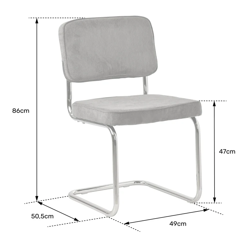 Happy Garden Lot de 2 chaises Cantilever Maria en Velours côtelé Terracotta, Rembourrage Mousse, Structure en Acier Gris - Design Moderne, Allure Vintage, chaises Table à Manger, Bureau et Chambre