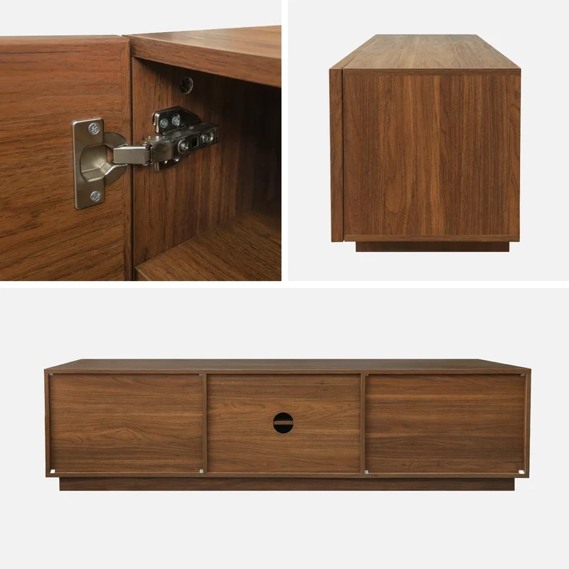 sweeek - Meuble TV décor Bois 3 Portes Noyer 180cm L 180 x P 43 x H 45cm - Kuba