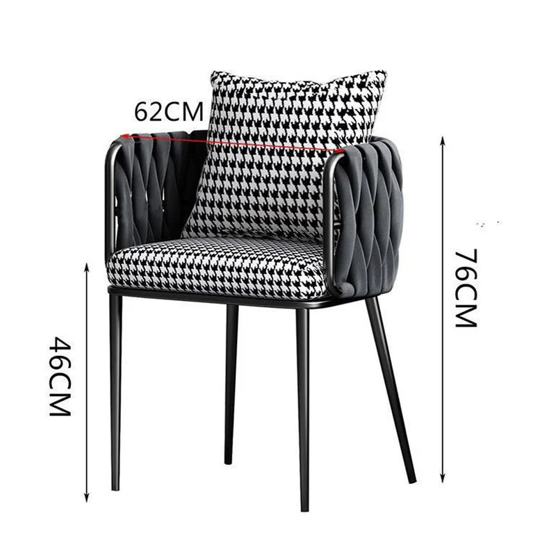 YBLANDRV Chaise De Salle à Manger, Ensemble 2 PièCes en Velours Noir Pied-De-Poule, Fauteuil en Cuir, Pieds en Bois Massif, AdaptéE Aux CaféS Et ThéS Au Lait (A)