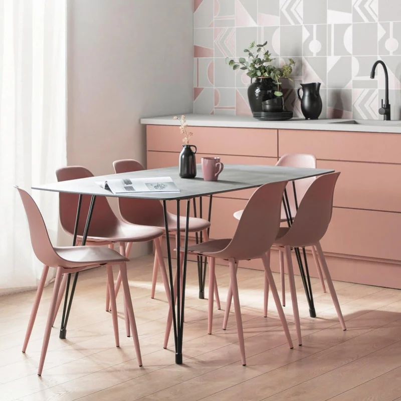 KLAST Chaise de Salle à Manger Nina en Polypropylène Rose Nude, Légère, Fonctionnelle, Durable et Adaptée pour l'Extérieur, Facile à Entretenir