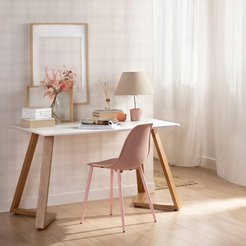 KLAST Chaise de Salle à Manger Nina en Polypropylène Rose Nude, Légère, Fonctionnelle, Durable et Adaptée pour l'Extérieur, Facile à Entretenir