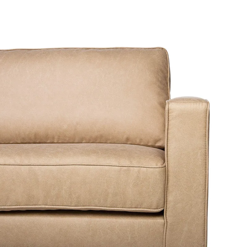 Beliani Canapé Fixe 3 Places en Cuir PU Beige Confort Optimal pour Salon au Design Moderne