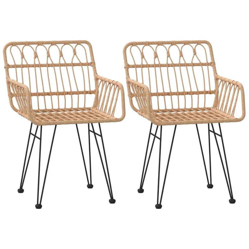 vidaXL Chaises de Jardin 2 pcs et accoudoir 56x64x80 cm Résine tressée, Chaise à dîner, siège de Salle à Manger, Chaise de Patio
