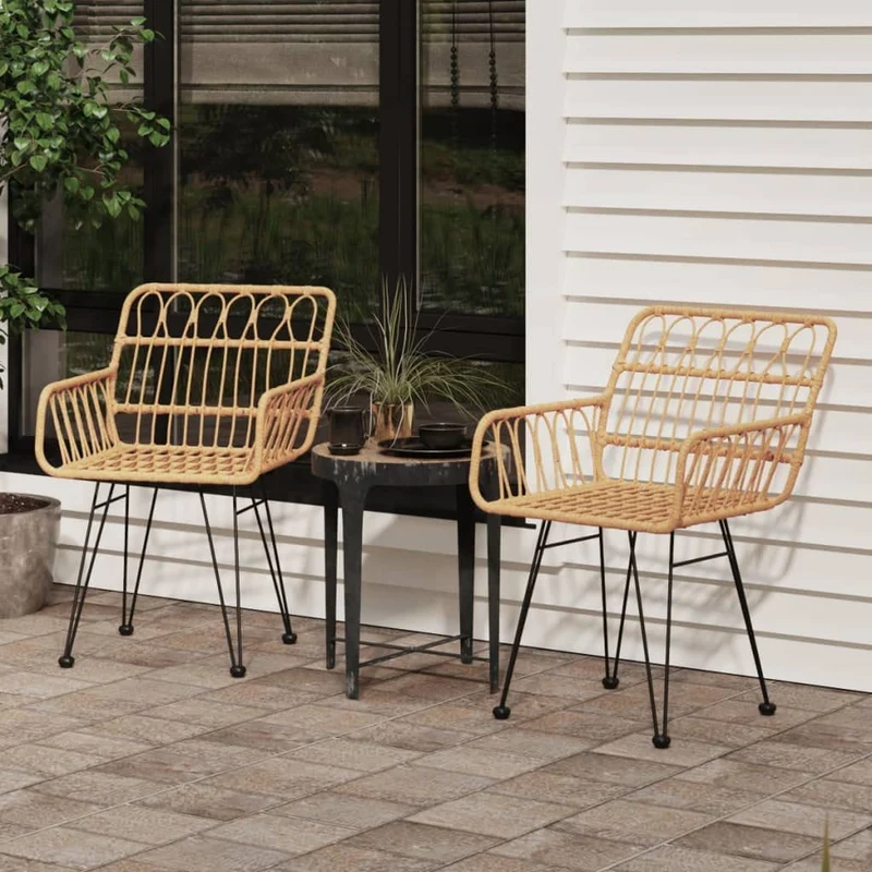 vidaXL Chaises de Jardin 2 pcs et accoudoir 56x64x80 cm Résine tressée, Chaise à dîner, siège de Salle à Manger, Chaise de Patio