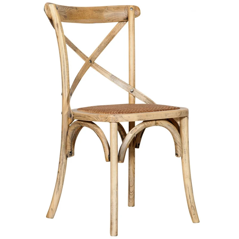 Biscottini Lot de 2 chaises de salle à manger en bois massif - Chaise cuisine et salon en rotin - Chaises d extérieur et intérieur - Chaise en peluche Rustica Cross - Siège rembourré Thonet Vintage