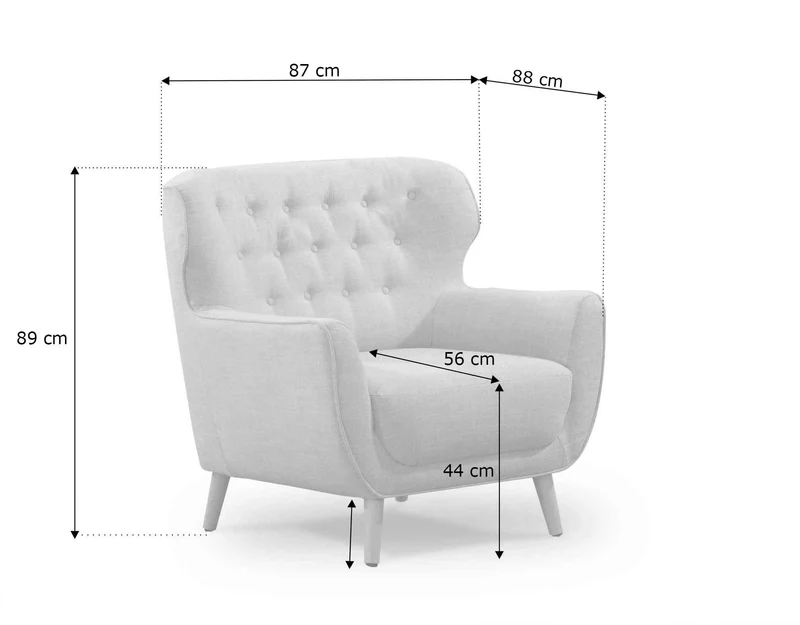 Cavadore Abby Fauteuil avec Capitonnage à Boutons, Style Rétro, Aspect Velours , 87 x 89 x 88 cm, Rouge