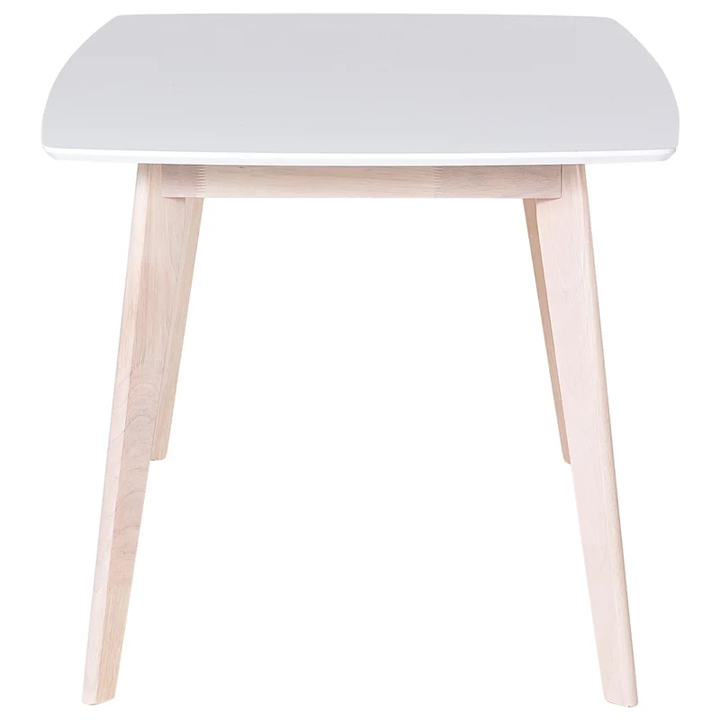 Beliani Table de Salle à Manger 150 x 90 cm en MDF Blanc Mat et Bois d'Hévéa Clair Santos