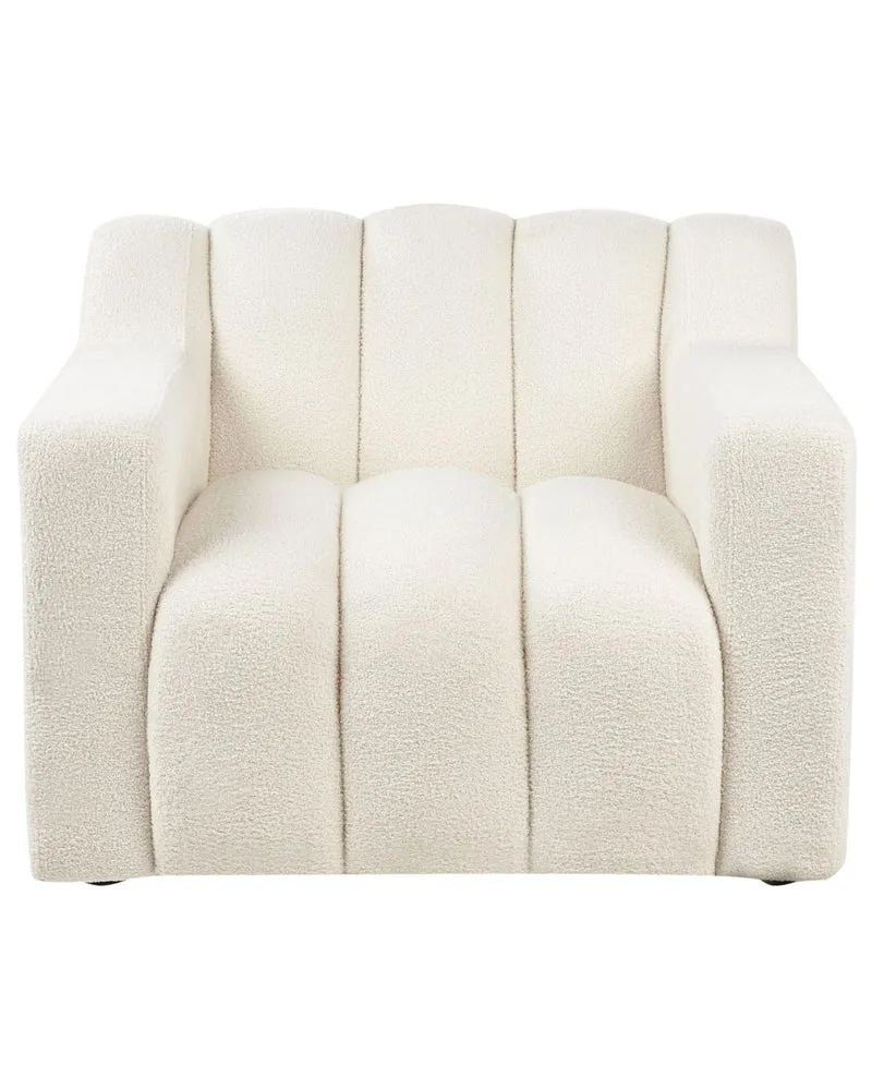 Beliani Fauteuil Moderne en Bouclé Tapissé Dossier Rembourré Épais Blanc Cassé Agerup