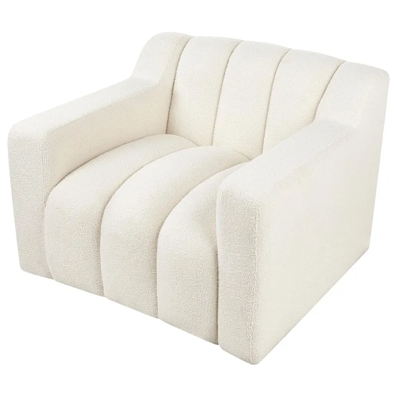 Beliani Fauteuil Moderne en Bouclé Tapissé Dossier Rembourré Épais Blanc Cassé Agerup
