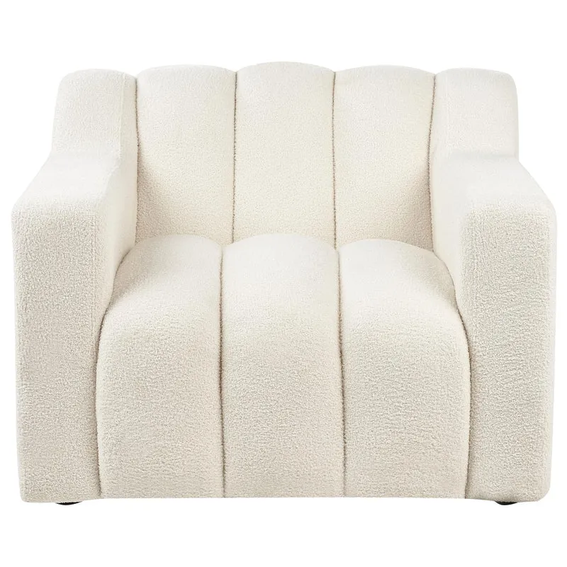 Beliani Fauteuil Moderne en Bouclé Tapissé Dossier Rembourré Épais Blanc Cassé Agerup
