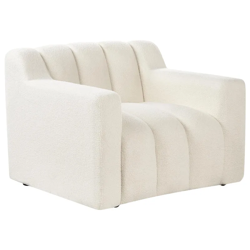 Beliani Fauteuil Moderne en Bouclé Tapissé Dossier Rembourré Épais Blanc Cassé Agerup