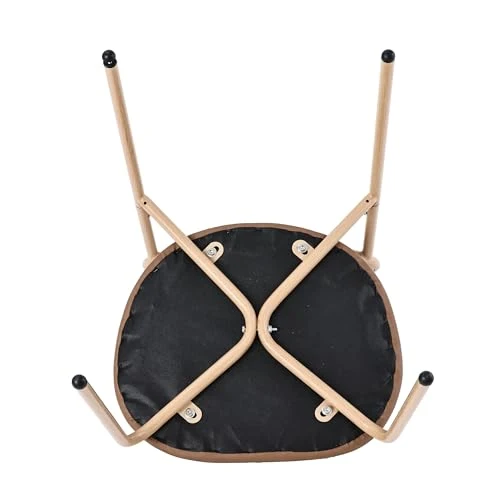 Lot de 4 chaises de salle à manger modernes avec coussins ovales en polyuréthane et dossier en rotin - Simples - Avec quatre pieds en métal - Rembourrées - Pour salon et chambre à coucher - Marron
