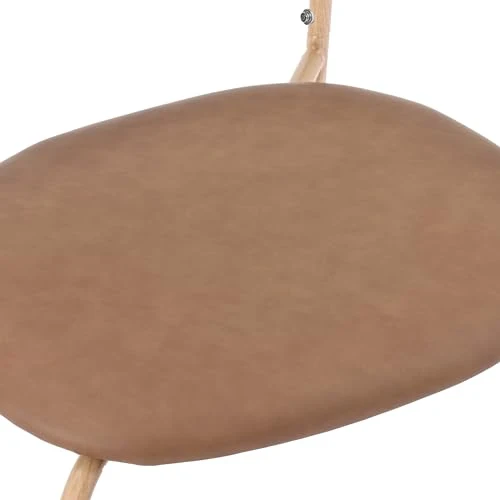 Lot de 4 chaises de salle à manger modernes avec coussins ovales en polyuréthane et dossier en rotin - Simples - Avec quatre pieds en métal - Rembourrées - Pour salon et chambre à coucher - Marron