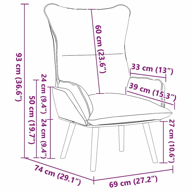 vidaXL Fauteuil Gris Clair 69 x 74 x 93 cm Tissu, Fauteuil, Design Moderne, Polyester Durable, Assise pour Salon, Cozy, Chaise Ergonomique, Cadre en Bois Massif, Style Compact