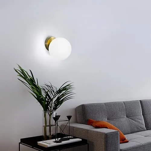 Comely Applique Murale E27 Moderne, Lampe Murale en Verre et Fer Doré, Lampe murale industrielle Éclairage Décoratif pour Chambre, Couloir et Escalier