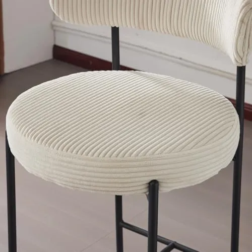 HOMIFAB Lot de 2 tabourets de Bar en Velours côtelé Beige - Evora