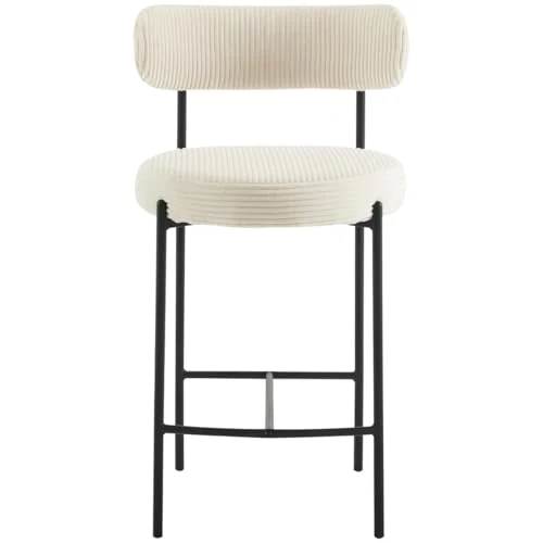 HOMIFAB Lot de 2 tabourets de Bar en Velours côtelé Beige - Evora
