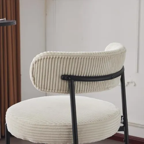 HOMIFAB Lot de 2 tabourets de Bar en Velours côtelé Beige - Evora