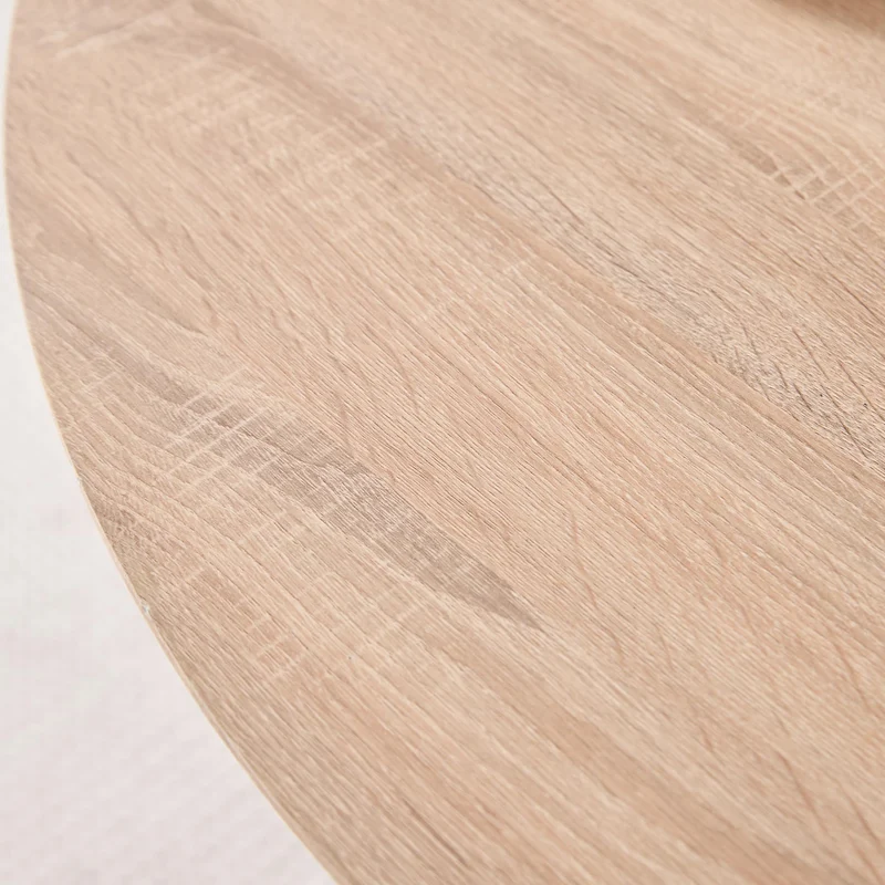 BenyLed Table de Salle à Manger Ronde de 120 cm pour 4-6 Personnes, Table de Cuisine Fermière avec Base Cylindrique, Plateau en MDF et Socle à Lattes en Bois (Grain de Bois Clair)