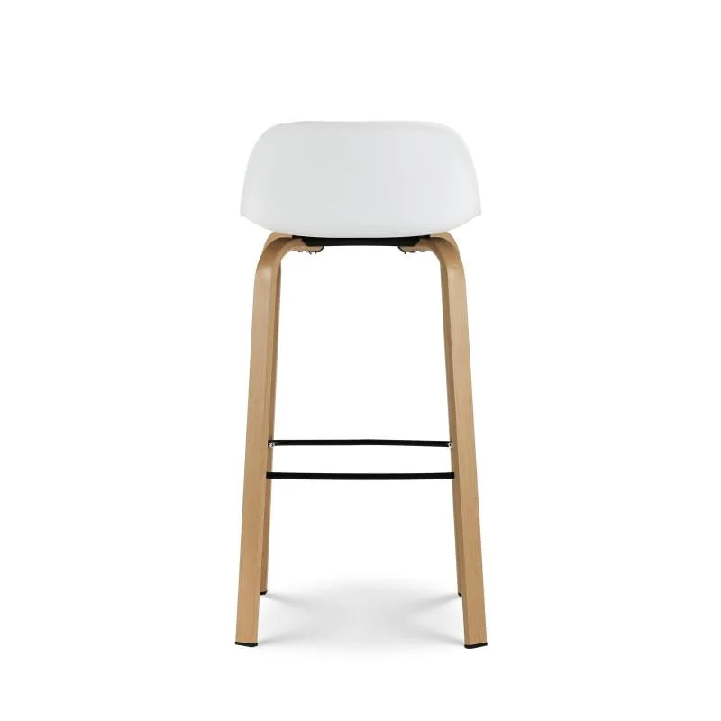 Kosmi Tabouret de Bar Blanc Style scandinave avec Pieds Effet Bois en métal - Hauteur 76cm