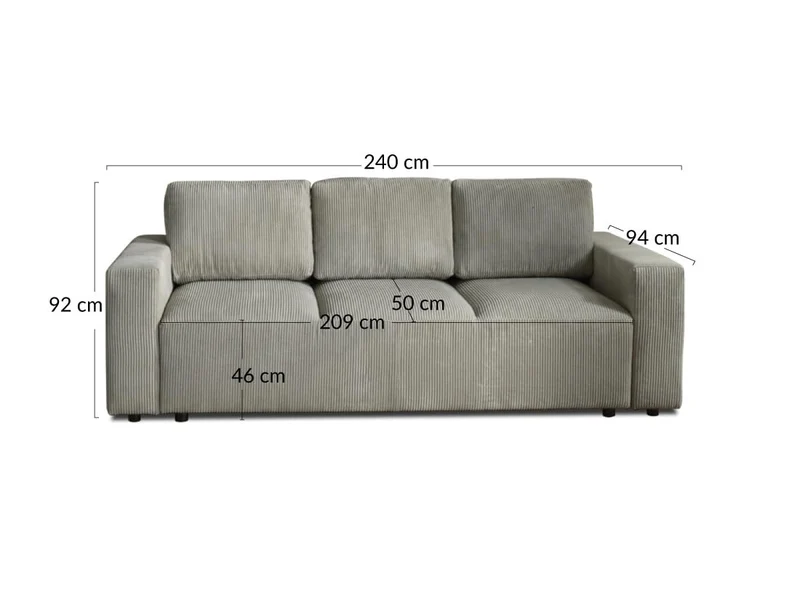 Lisa Design - Canapé Convertible Livy en Velours Côtelé - Canapé Lit - Sofa Jaune 3 Places - Salon