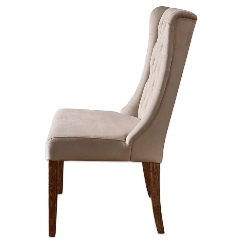 Loberon Chaise Sudbury - frêne, Velours Polyester - H/L/P env. 104/51 / 63 cm - crème, crème