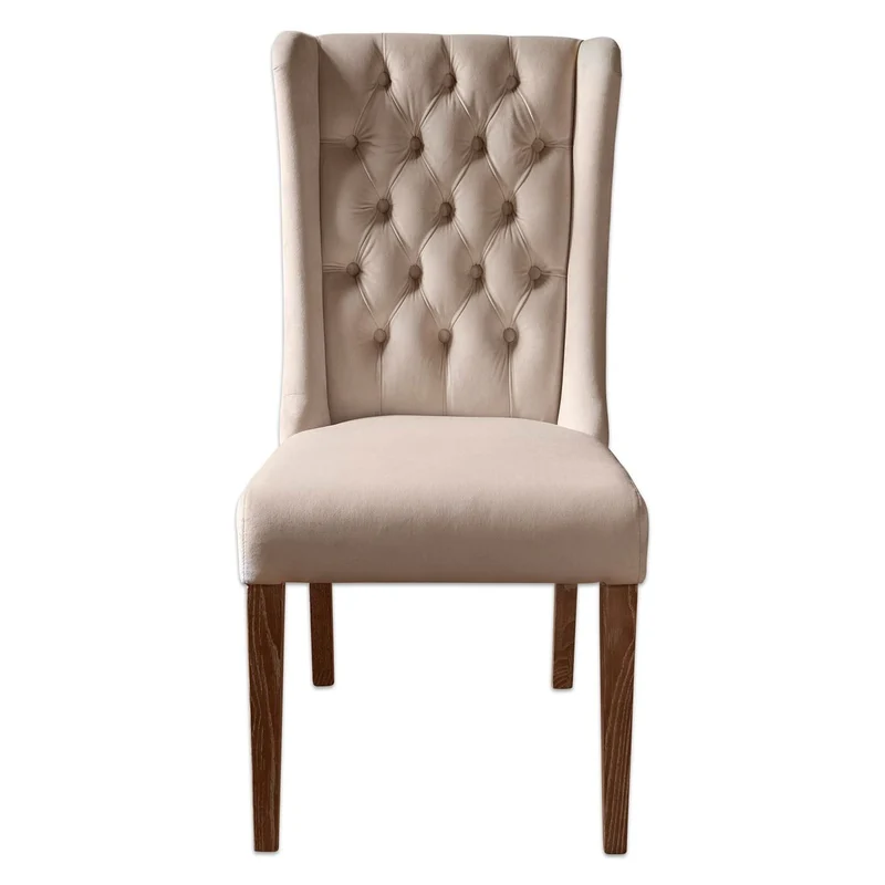 Loberon Chaise Sudbury - frêne, Velours Polyester - H/L/P env. 104/51 / 63 cm - crème, crème