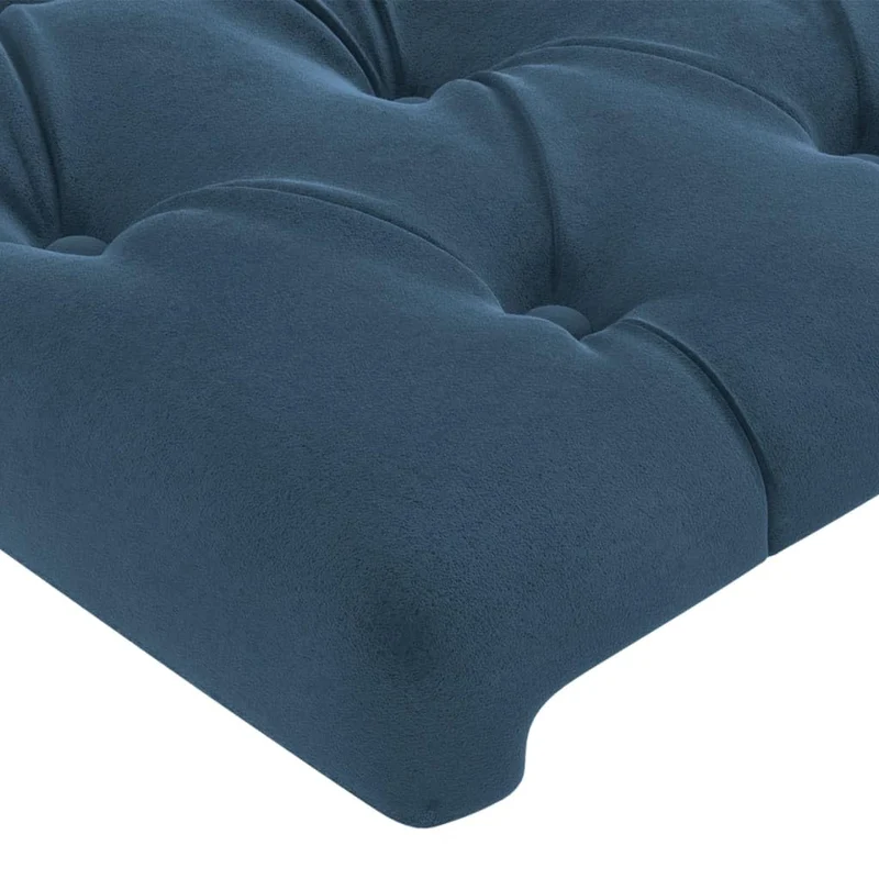 vidaXL Tête de Lit avec Oreilles Meuble de Chambre à Coucher Accessoire de Lit Double Tête de Cadre de Lit Bleu Foncé 163x23x118/128 cm Velours