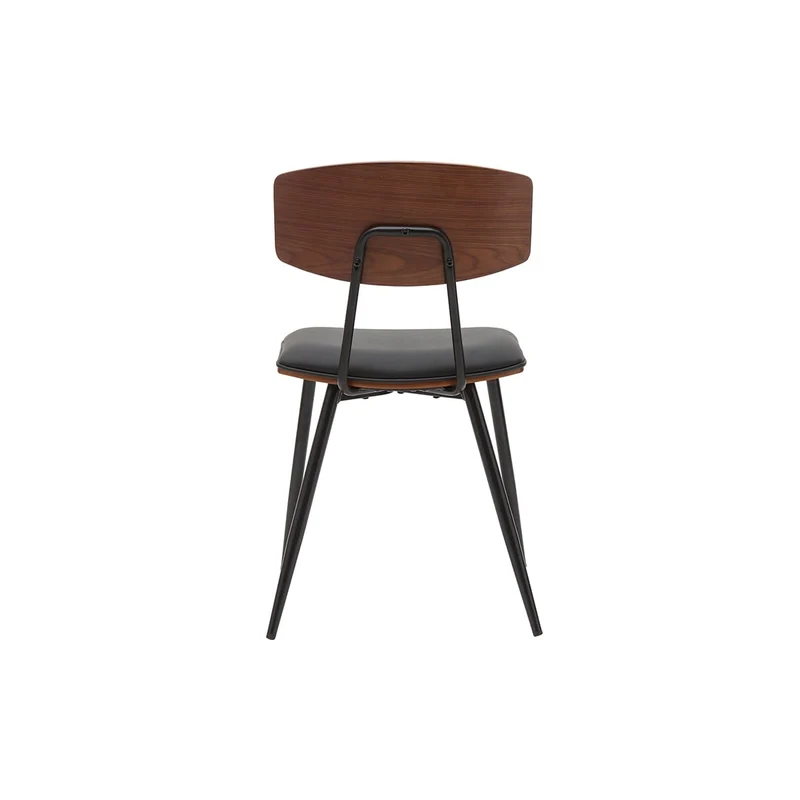 Miliboo Chaises Vintage en Bois foncé Noyer assises Noires et métal Noir (Lot de 2) Joline